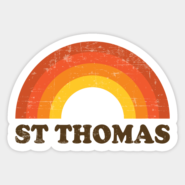 St Thomas Retro Vacation Souvenir Faded Rainbow Sticker by fizzyllama